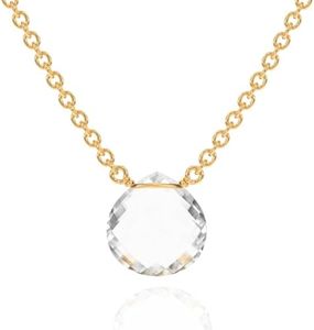 Clear Quartz Necklace for Women, Premium Gold Heart Necklace for Women - Tarnish Free 18K Gold Vermeil Certified S925 Classic Statement Necklace Gold Jewelry for Women - Mothers Day Gifts for Mom Wife