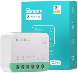 SONOFF Wi-Fi Smart Switch Matter Smart Switch 10A 2400W, Neutral and Live Wires Required, Remote Control Smart Scheduled Light Switch Works With Alexa/Google Home, MINIR4M