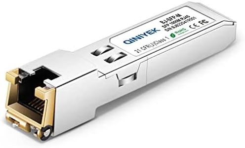 QINIYEK 1.25G SFP-T Módulo, SFP to RJ45 Transceiver para Cisco GLC-T/SFP-GE-T, Ubiquiti UF-RJ45-1G, Netgear, Supermicro, hasta 100 m (Paquete de 1)