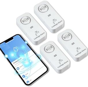 WiFi Water Detector Water Alarm (2.4G WiFi), 90 dB Water Sensor Alarm and App Alarm, Water Detector WLAN for Pipes, Bedroom, Kitchen, Bathroom, Basement (Pack of 4)