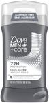 Dove Men+Care Aluminum-free Deodorant for 72-hour Odour Protection, Cool Silver, Controls Odour Causing Bacteria, 85g