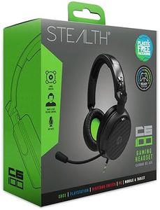 STEALTH C6-100 Black & Green Over Ear Gaming Headset PS4/PS5, XBOX, Nintendo Switch, PC with Flexible Mic, 3.5mm Jack, 1.5m Cable, Lightweight, Comfortable and Durable