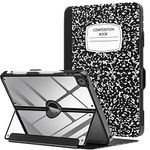 MoKo Case for iPad 9th Generation 2021/ iPad 8th Generation 2020/ iPad 7th Gen 2019 with Pencil Holder, Built-in Screen Protector Clear Back, Multi Angle Viewing Stand, Auto Wake/Sleep, Notebook Black