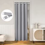 HOMEIDEAS Doorway Curtains Privacy, Grommet Closet Curtain for Bedroom, Blackout Temporary Door/Accordion Door Cover Curtains, Tie Back Insulated Curtain Drape, Light Grey, W39 x L78 Inch, 1 Panel