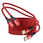 XGMATT USB 3.0 Extension Cable 6.6FT+6.6FT-2pack,5Gbps Data Sync USB Extension Cable USB Type A Male to Female Compatible with Printer, Scanner, Keyboard, Oculus Rift,PS VR,Card Reader,Camera,Red