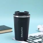 DynamicPulse 12oz (380ml) Vacuum Insulated Travel Mug, Leakproof Double Wall Stainless Steel Reusable Coffee Cup with Lid for Hot & Cold Drinks (Black)