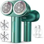 [1s 100% Fabric Renewal] [Smart Cloth Care] RANVOO Professional Fabric Shaver, Dual-Head Electric Rechargeable Lint Remover Fuzz/Pill for Sweater, Clothes & Furniture with 2 Replace Head Blades