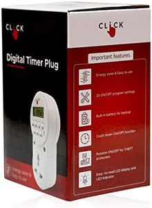 Click Solutions Polycarbonate 24x7 Programmable Electronic Digital Timer, Automatically Turns on/off Electrical Socket Switch for Energy Saving (ECN001, 5 cm, White)