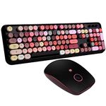 FOPETT Keyboard and Mouse Sets, Wireless, Reliable 2.4 GHz Connectivity for PC,Laptop,Smart TV and More (Black Colorful)