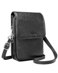 befen Black Crossbody Bag for Women Genuine Leather Phone Bag for Ladies Small Shoulder Bag for Women with RFID Blocking Card Slots