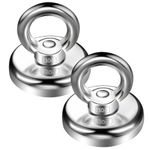 2 Pack Round Neodymium Magnets, 99lbs/45kg Pulling Force Heavy Duty Extra Strong Magnets, 32mm Neodymium Rare Earth Magnet for Kitchen Bedroom Magnetic Fishing Hoisting and Hang Items