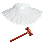 Dxhycc 2 Pieces Halloween Judge Costume Set Lace False Collar Judge Choker Blouse Collar and Wooden Judge Gavel for Halloween Cosplay Party Favors