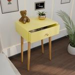 ETIQUETTE ART Modern Bedside Table with Solid Wood Legs, Minimalist and Practical End Side Table with Drawer Storage, Easy Assembly (Yellow)