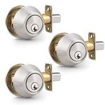 Probrico Entrance Deadbolt Lock Set, Brushed Nickel Door Lock, Single Cylinder Deadbolt Lock, Deadbolt Lock with Key, 3 Pack