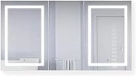 Krugg LED Medicine Cabinet 66 Inch X 36 Inch | Recessed or Surface Mount Mirror Cabinet w/Dimmer & Defogger + 3X Makeup Mirror Inside & Outlet + USB (Left Left Right)