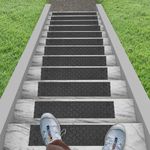 ROBLOCK 12 PCS Rubber Stair Tread for Wooden Steps, Skid Resistant Stair and Outdoor Stair, 15.5" x 4" 12 Packs Non Slip Outdoor Stair Treads, Black