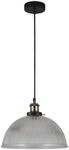 Lexi Lighting Tristan Glass Pendant Light, Ribbed Glass Bowl, Clear, Vintage Loft/Lounge Edison Hanging Lamps, Adjustable Drop Cable, D29.5cm, Elegant and Stylish Aesthetic for Dining or Bar Setting