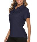 YSENTO Women Golf Shirts Dry Fit Short Sleeve Moisture Wicking Polo Shirts(Dark Blue, US XL)