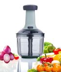 FIGMENT Manual Hand Press Push Chopper with 4 Blades for Effortless Chopping Vegetables & Fruits (1000 ML)