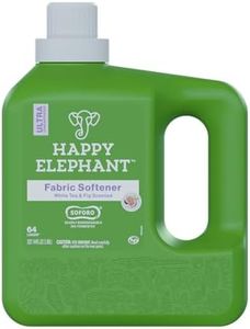 Happy Elephant Fabric Softener - Ultra Concentrated, Fabric Conditioner, Liquid Laundry Softener, Eco Friendly, Gentle, Fresh Linen, 64 Loads - White Tea and Fig (64 fl oz - Pack of 1)