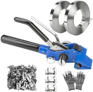 Metal Banding Strapping Kit Includes 200 ft Length 304 Stainless Steel Strapping 100 Metal Buckle a Strapping Tensioner Tool and a Pair of Gloves Metal Strapping Tool for Pallets Logistics Warehouse