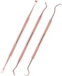 Hotop 3 Pieces Dog Dental Tooth Scaler and Scraper Stainless Double Headed Tarter Removing Tool Scraper Pet Teeth Cleaning Tools for Dog and Cat (Rose Gold)