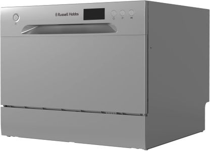Russell Hobbs Compact Freestanding Dishwasher, 6 Place, Eco Mode, Silver