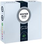 MISTER SIZE 47mm Ultra-Sensitive Condoms for Men - Extra Thin, Extra fine, Extra lube/Made from 100% Natural Rubber Latex in Your Size XS - S/Real Feel Pack of 36