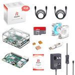 iRasptek Starter Kit for Raspberry Pi 4B 4GB - 64GB Edition,Noobs Preinstalled,5V 3.5A Power Supply,HDMI Cable,Heatsink,Transparent Case and Cooling Fan,Card Reader,GPIO Reference Card