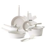 THE Rock SOHO 15Pcs Ceramic Cookware Set – Non Toxic Pots and Pans Set Non Stick with Rock.TEC – Nothing Sticks, Never Warps, Lasts Longer, PTFE PFOA & PFAS Free, Induction & Dishwasher Safe, Cream