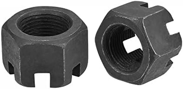 uxcell M20x1.5mm Hexagon Slotted Nut, Grade 4.8 Carbon Steel Hex Castle Nuts, Black, 2Pcs
