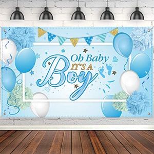 70.8 x 43.3 Inch Baby Shower Decorations, Large Fabric Made Baby Shower Banner Backdrop Photo Booth Background for Baby Shower Party Supplies (Boy Style)