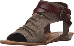 Blowfish Women's Balla Wedge Sandal, Brown Rancher Canvas/Whiskey Dyecut, 7.5 Medium US