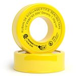 D.N. 540" (Twice Longer) PTFE Yellow Gas Line Pipe, Industrial Grade Thread Sealing Tape, Plumbers Propane Teflon Tape (540" X1/2", Yellow)