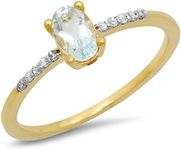 Dazzlingrock Collection 10K Oval Cut Aquamarine & Round Cut White Diamond Bridal Engagement Promise Ring, Yellow Gold, Size 6.5