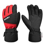 TRIWONDER Kids Winter Ski Gloves Children Snow Gloves Skiing Snowboarding Thermal Warm Gloves for Boys Girls (Black&Red, L/XL(9-12 years old))