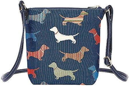 Signare Bolso cruzado pequeño de tapiz para mujer con diseños de animales y mascotas, beige, Talla única