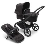 Bugaboo Fox 5 All-Terrain Stroller, 2-in-1 Baby Stroller with Full Suspension, Easy Fold, Spacious Bassinet, Extendable Toddler Seat, One-Handed Maneuverability, Black Chassis and Black Canopy