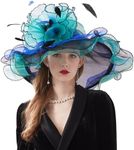 RZTA Women's Kentucky Derby Church Dress Hat Wide Brim Leaf Flower Bridal Shower Hat, F1 Green, One Size