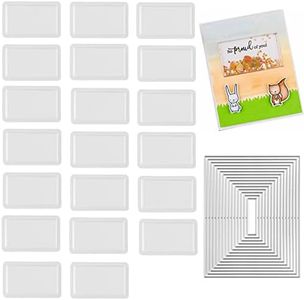 20 PCS Rectangle Shaker Covers Low Profile Plastic Clear Shaker Pourch Covers with 1 Rectangle Nested Cutting Dies Set Dimensional Shaker Clear Puffy Shaker Covers Window Blister Shaker Cards