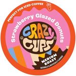 Crazy Cups Strawberry Glazed Donut Flavored Coffee pods, Single-Serve Medium Roast Coffee Cups for Keurig K-Cup Machines, Hot or Iced, 22 Count