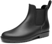 DREAM PAIRS Women's Ankle Rain Boots Chelsea Short Boots Waterproof Elastic Slip On Lightweight Comfortable Garden Outdoor Shoes, Black, 11