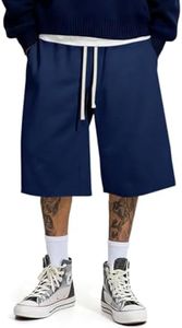 JMIERR 2026 Men's Baggy Sweat Shorts Lightweight Under Knee Casual Raw Hem Drawstring Y2K Shorts Loose Fit Gym Shorts Blue