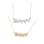 Babygirl Necklace Silver Personalized Words Clavicle Chain Choker for Girls Women Jewelry (2pcs Golden+Silver, 42)