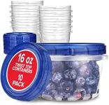 Stock Your Home Plastic Containers with Twist Top Lids Freezer Containers with Lids for Leftover Food, Airtight Reusable Soup Containers with Lids, Microwave and Dishwasher Safe