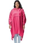 Rain Ponchos for Women Packable Rain Jacket Womens Waterproof Hooded Raincoat for Adults with Pocket Outdoor Cycling Camping Hiking-Rose One Size