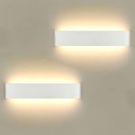 LED Wall Lights Indoor 40cm,2 Pack 16W Aluminum Wall Lamps 3000K Warm White Modern Style Up and Down Wall Light,Perfect for Bedroom Bathroom Living Room Hallway Kitchen Corridor Stairs (White)