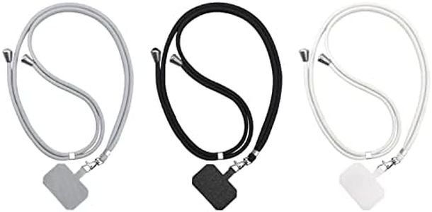 QEEQPF 3 piezas gargantilla teléfono universal cordón, correa de hombro y gargantilla con parches, cordón antipérdida ajustable para la mayoría de los smartphones., Poliéster