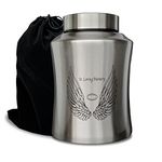 Up to 160 lbs Large Cremation Urns for Adult Human Ashes, Angel Wings in Loving Memory Decorative Funeral Burial Urn for Male Female Ashes with Velvet Bag(Silver)