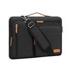 MOSISO 360 Protective Laptop Shoulder Bag,14 inch Computer Bag Compatible with MacBook Air 15 inch M3 A3114 M2 A2941/Pro A1990 A1707,Side Open Messenger Bag with 4 Zipper Pockets&Handle, Black